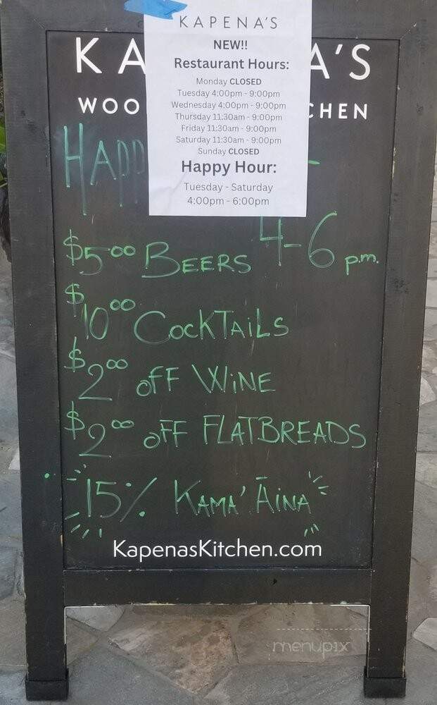 Kapena's - Lahaina, HI menu_pic