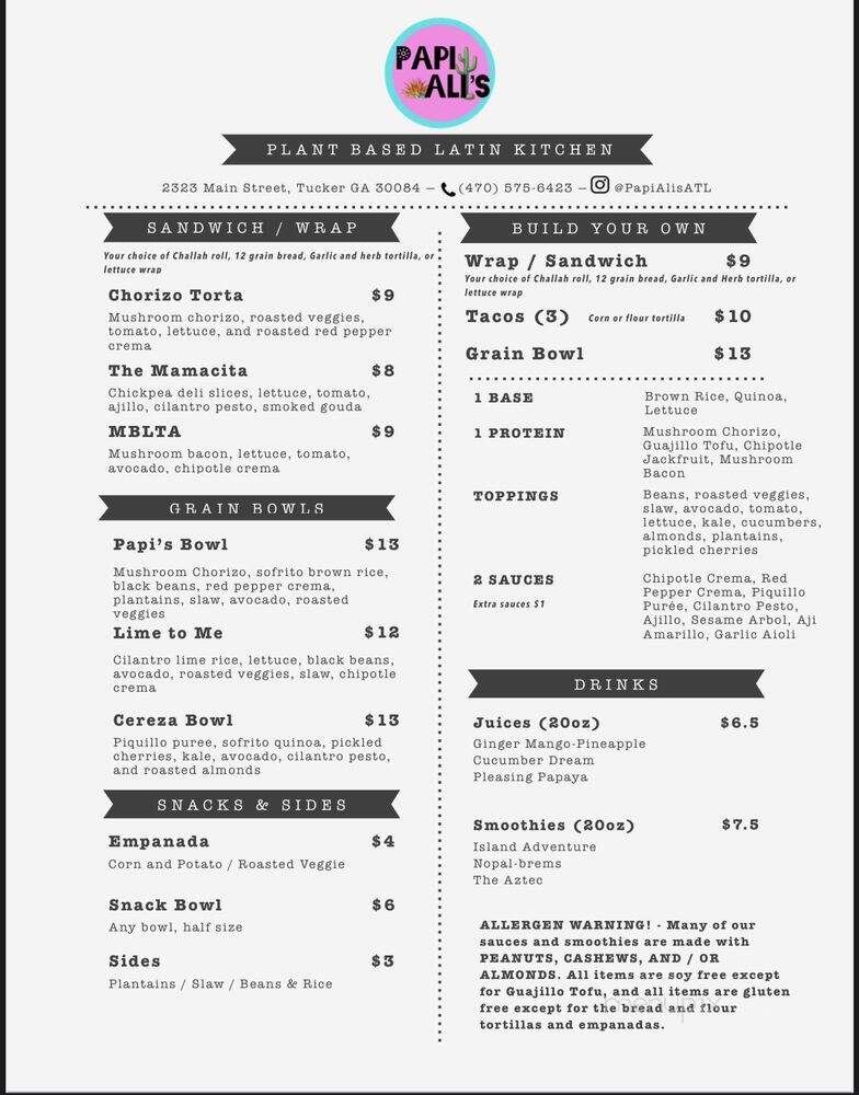 Papi Ali's - Tucker, GA menu_pic