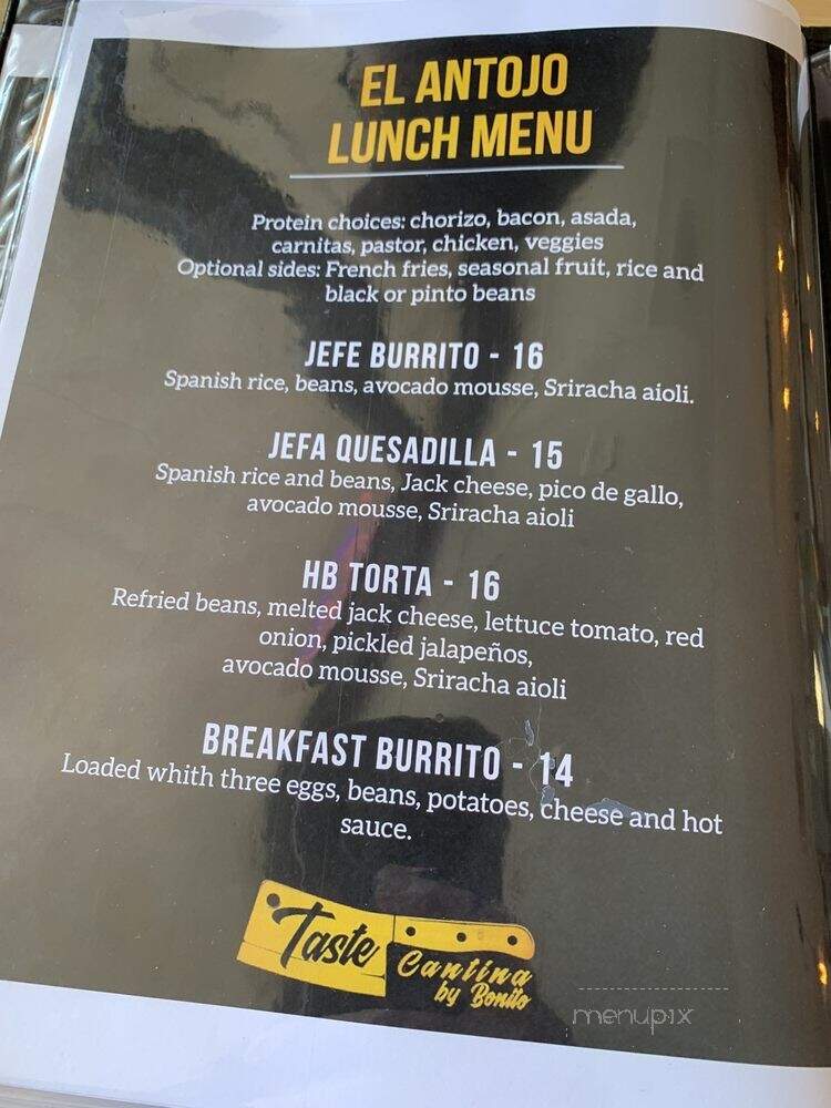 Taste Cantina - Huntington Beach, CA menu_pic