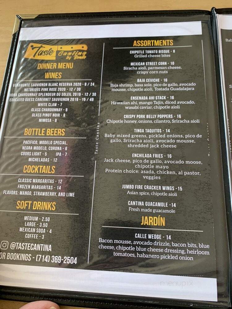 Taste Cantina - Huntington Beach, CA menu_pic