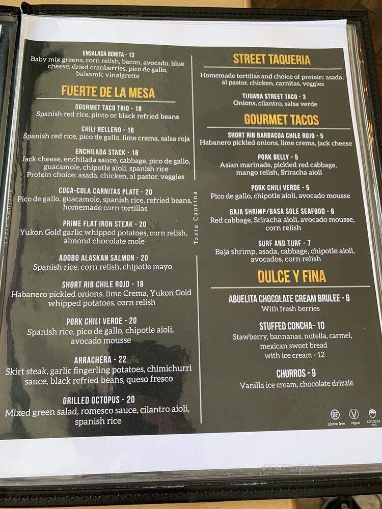 Taste Cantina - Huntington Beach, CA menu_pic