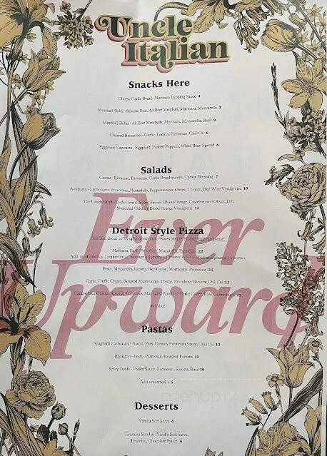 Uncle Italian - San Diego, CA menu_pic