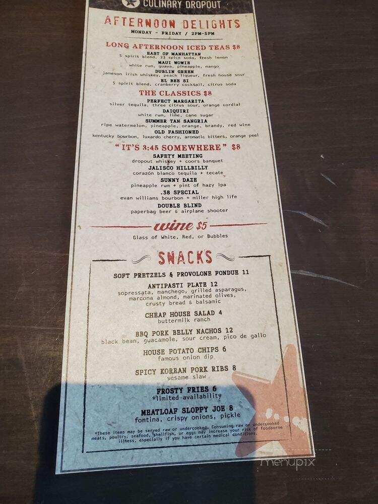 Culinary Dropout - Denver, CO menu_pic