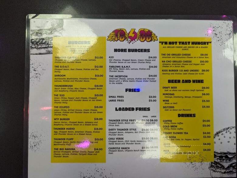 Thunder Bacon Burger - Tucson, AZ menu_pic