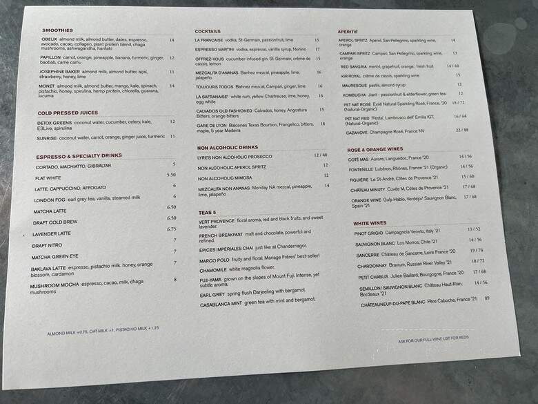 Zinque - Los Angeles, CA menu_pic