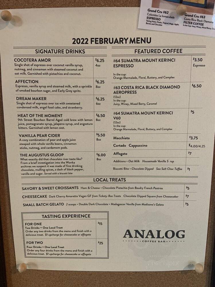 Analog Coffee Bar - Newport, KY menu_pic