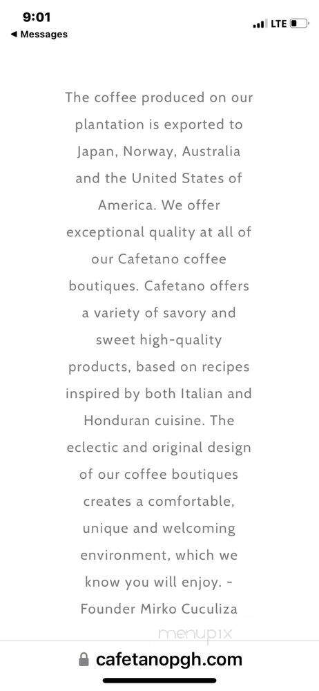 Cafetano PGH - Pittsburgh, PA menu_pic
