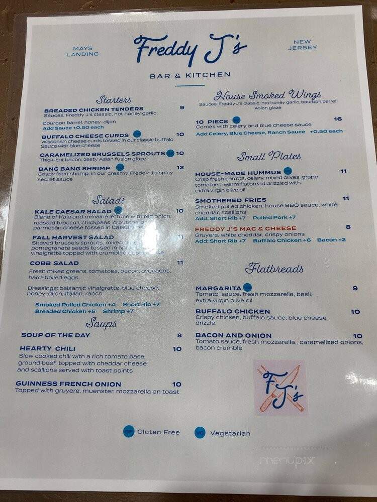 Freddy J's Bar & Kitchen - Mays Landing, NJ menu_pic