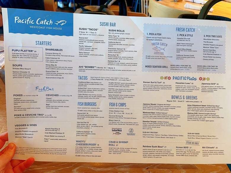 Pacific Catch WestCoast Fish House - San Diego, CA menu_pic