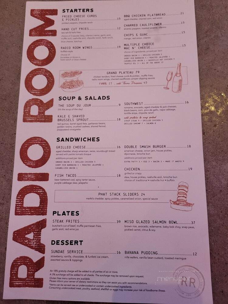 Radio Room - Chicago, IL menu_pic
