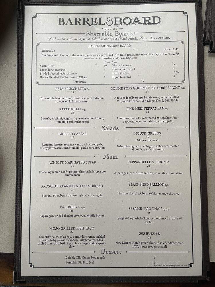 Barrel & Board - San Diego, CA menu_pic