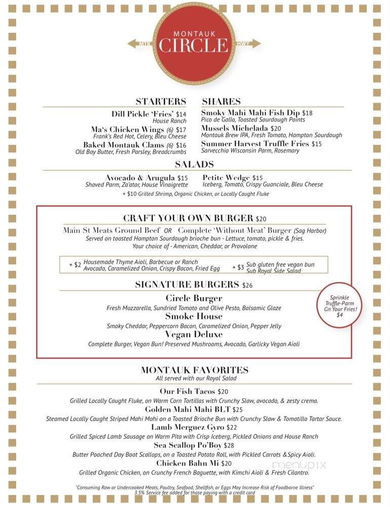 Montauk Circle - Montauk, NY menu_pic