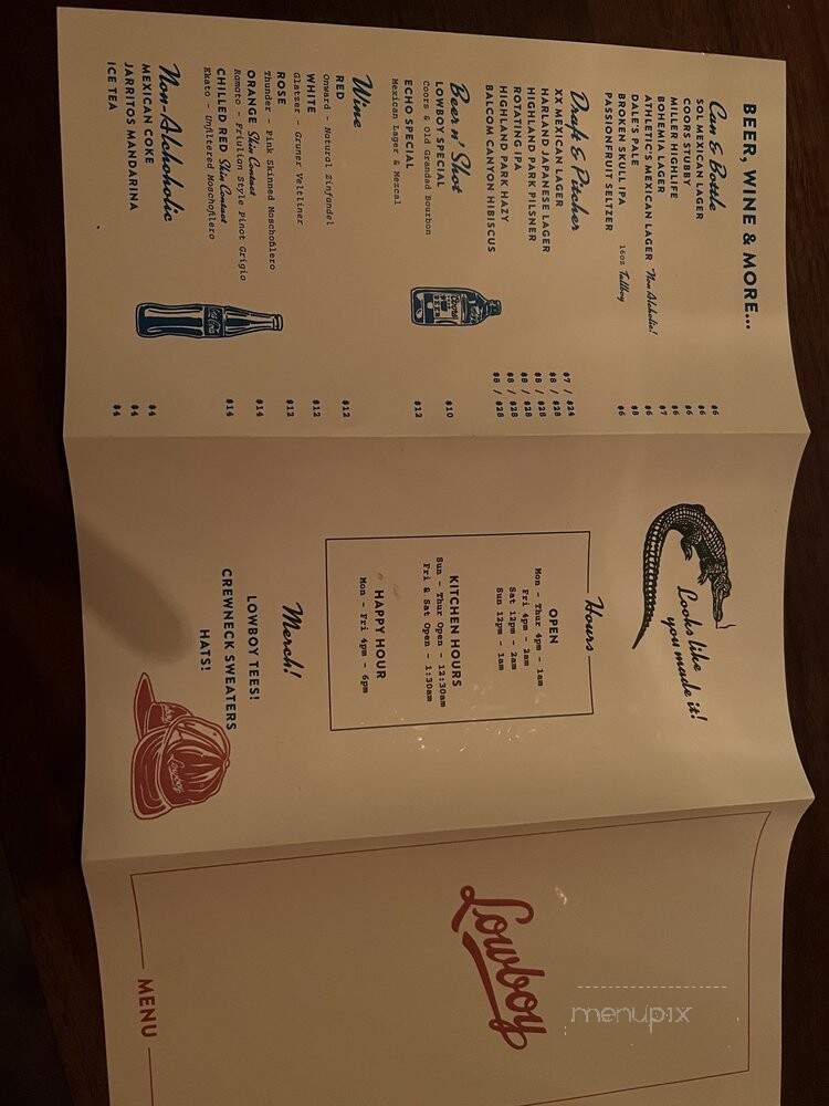 Lowboy - Los Angeles, CA menu_pic