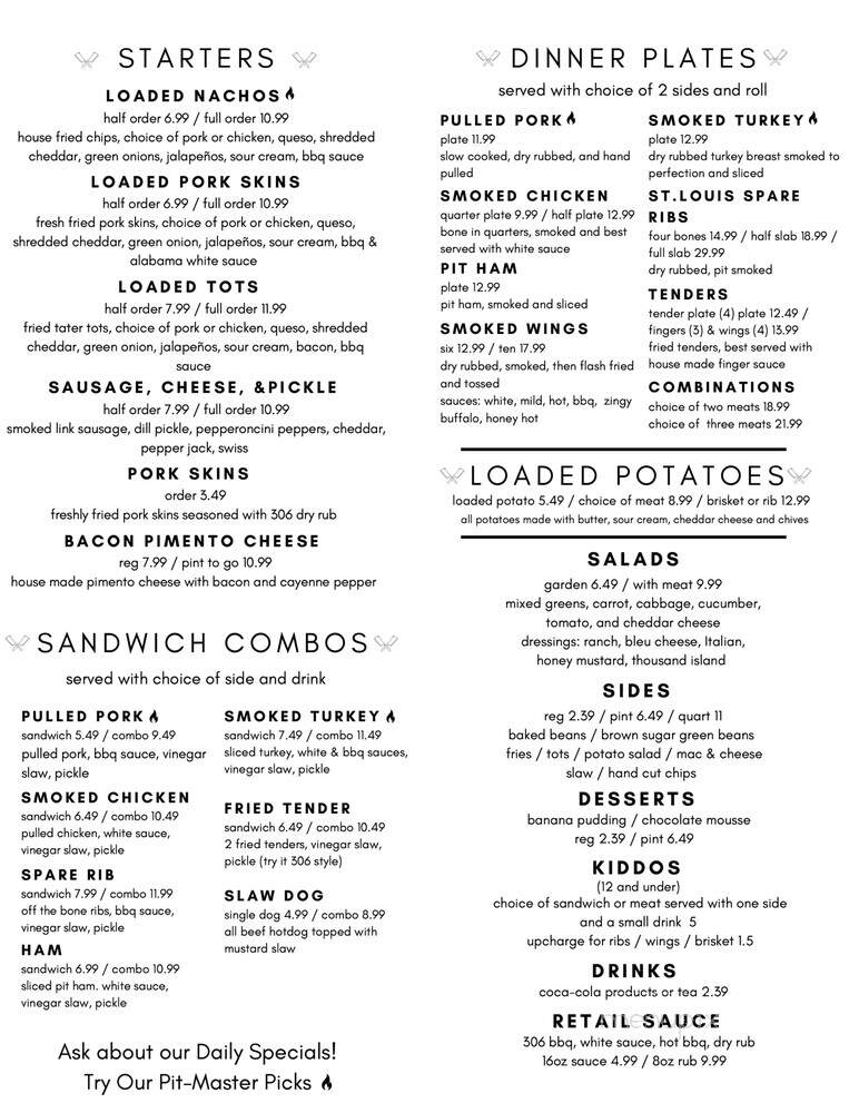 306 BBQ - Muscle Shoals, AL menu_pic