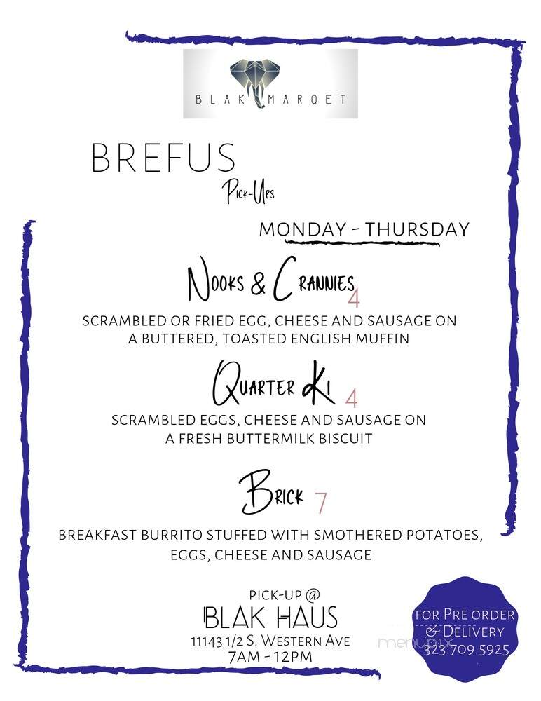 Blak Marqet - Los Angeles, CA menu_pic