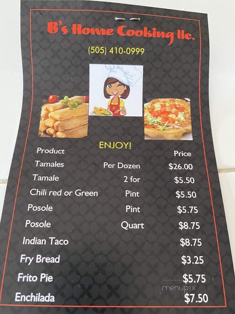 B's Home Cooking - Albuquerque, NM menu_pic