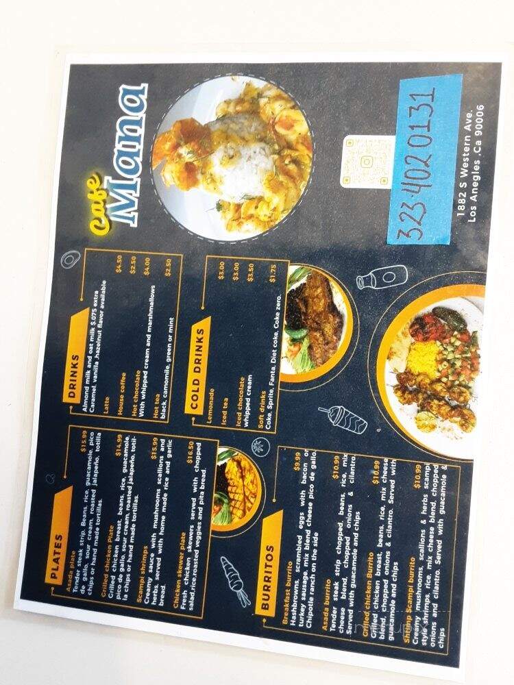 Cafe Mana - Los Angeles, CA menu_pic