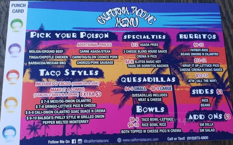 California Taco - Fayetteville, NC menu_pic