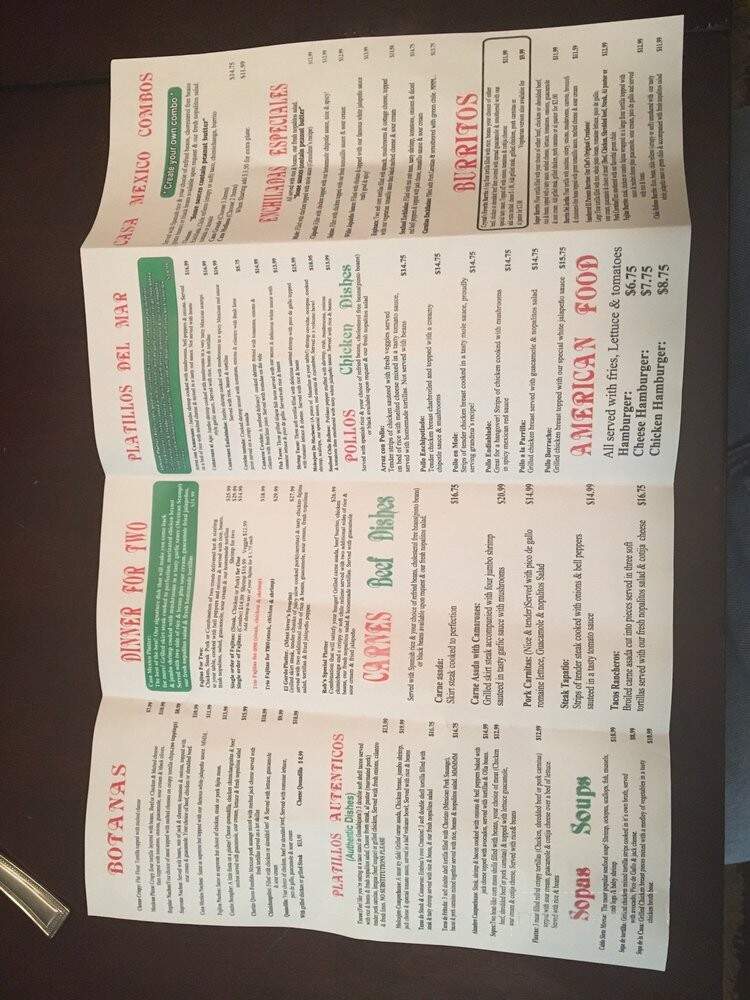 Casa Mexico - Winter Park, CO menu_pic