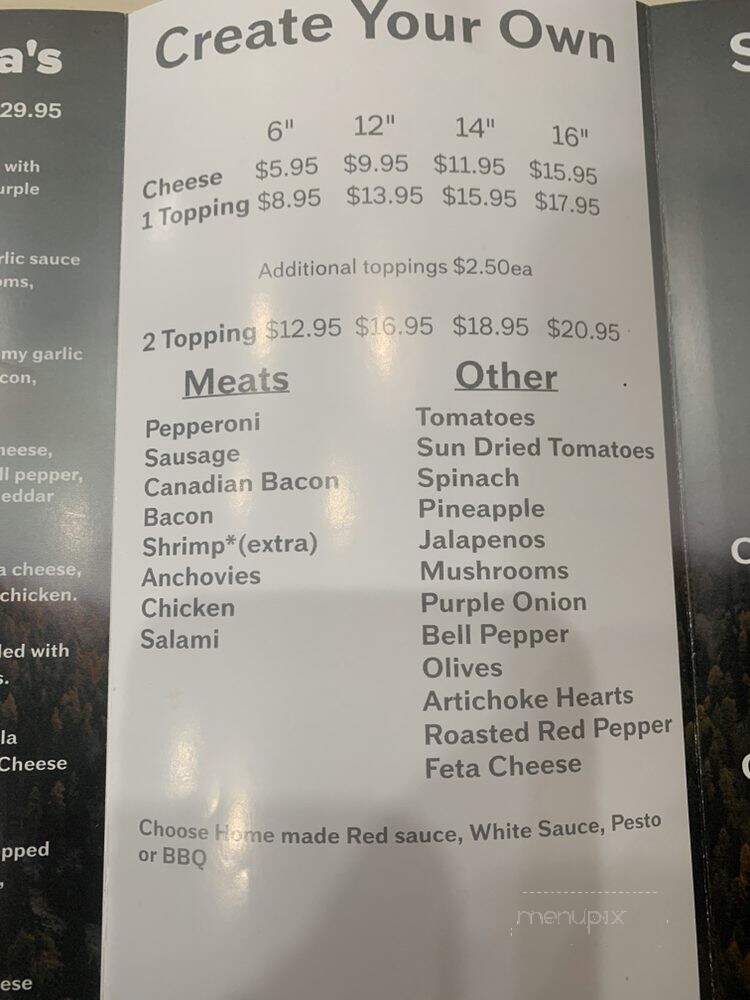 Cedar Creek Pizza - Glennville, CA menu_pic