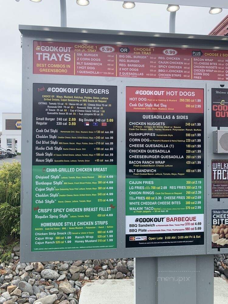 Cook Out - Greensboro, NC menu_pic