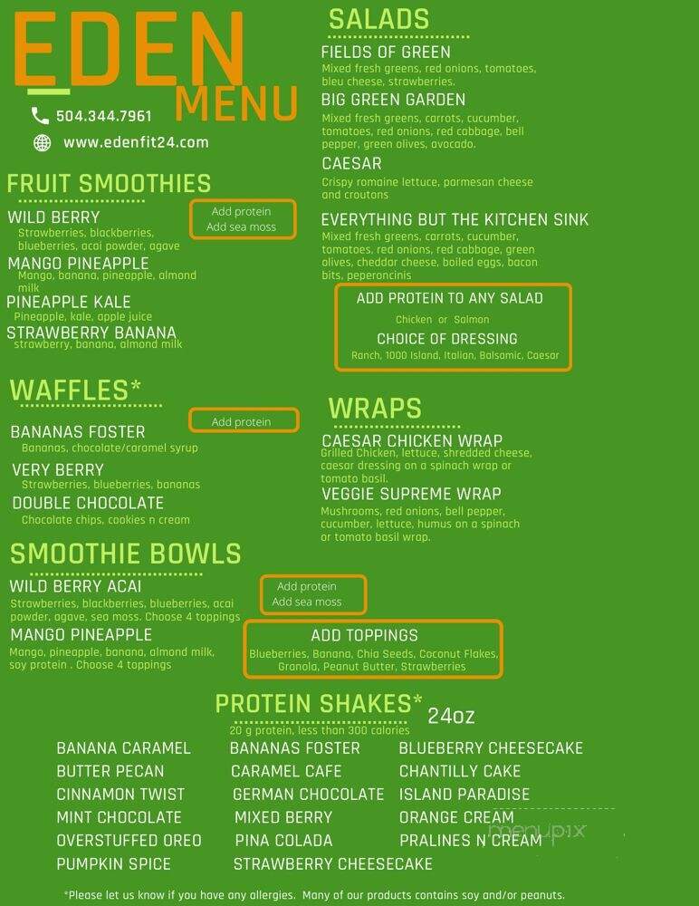 Eden Nutrition - Harvey, LA menu_pic