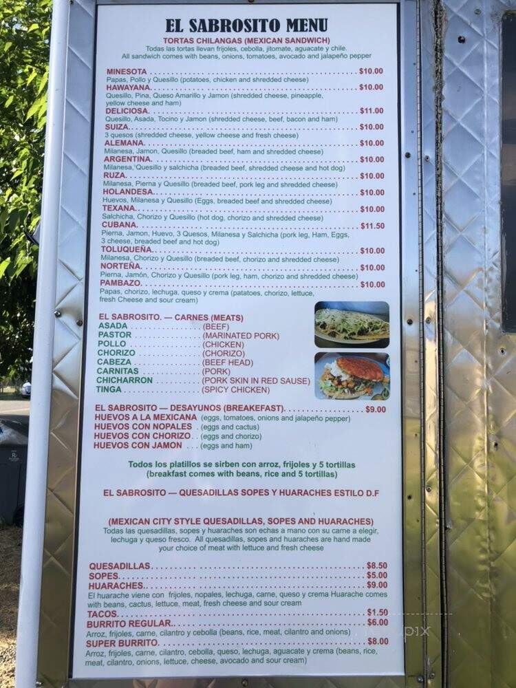 El Sabrosito Tortas Chilangas - Marysville, CA menu_pic
