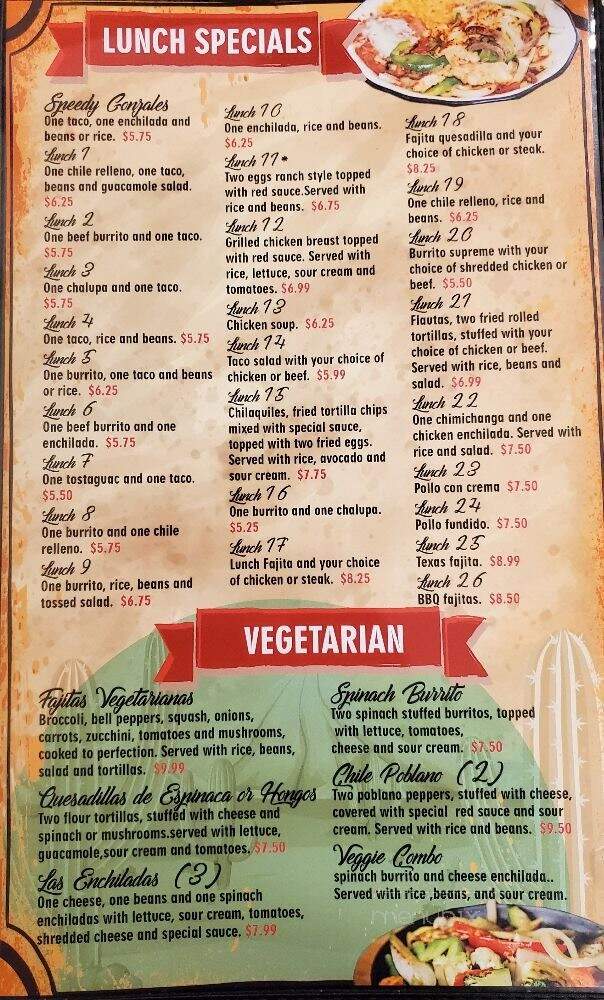 Giana's Mexican Grill - Athens, GA menu_pic