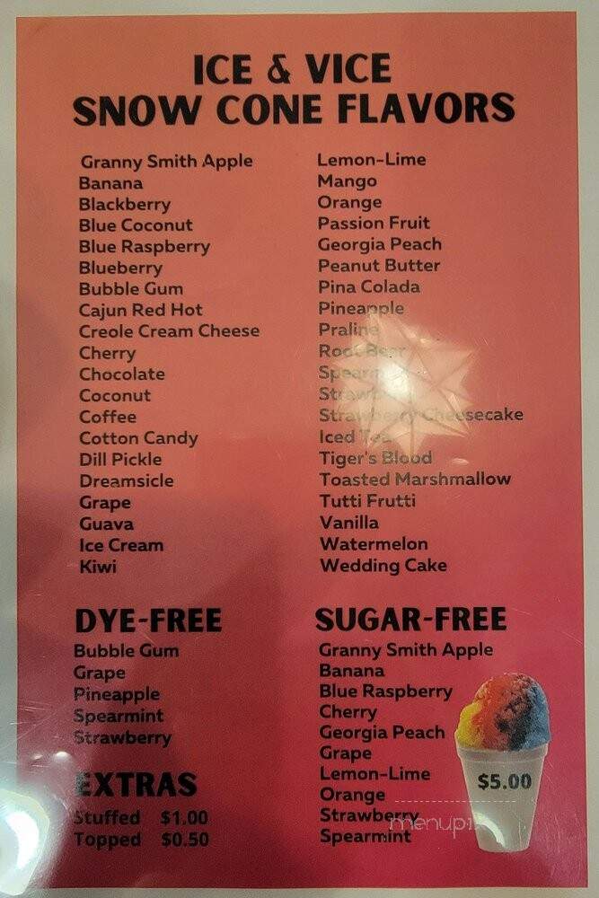 Ice and Vice - Madison, MS menu_pic