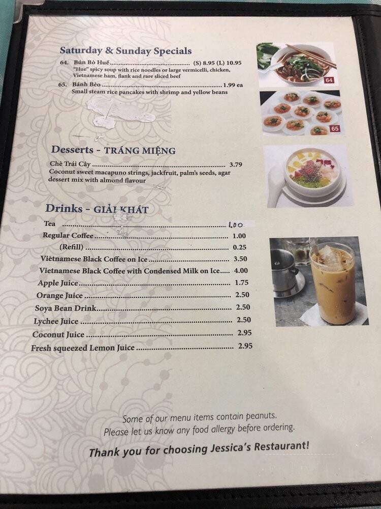 Jessica's Restaurant Vietnamese Cusine - Prince Rupert, BC menu_pic