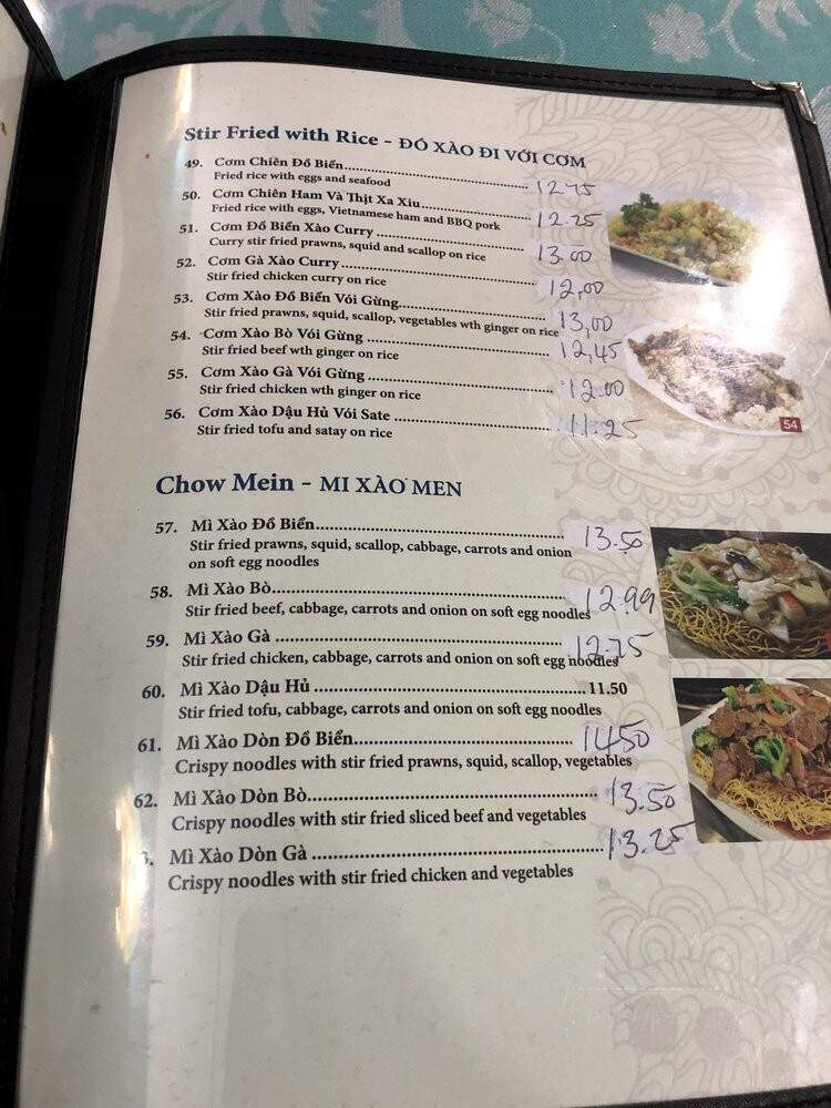 Jessica's Restaurant Vietnamese Cusine - Prince Rupert, BC menu_pic