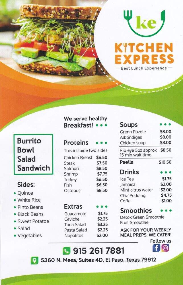 Kitchen Express - El Paso, TX menu_pic