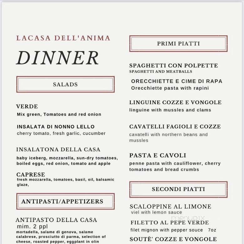 La Casa Dell'Anima Italian Market & Cafe - Naples, FL menu_pic
