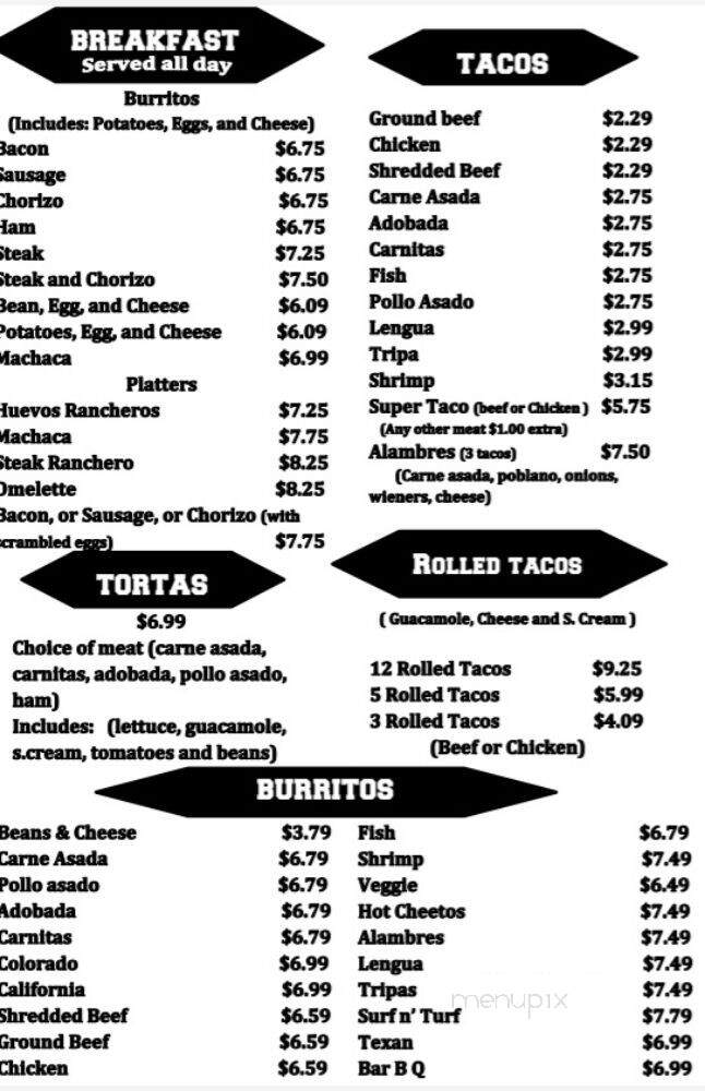 La Zacatecana - Wichita, KS menu_pic
