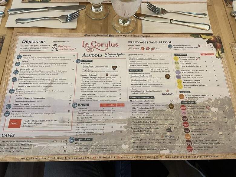 Le Corylus - La Baleine, QC menu_pic