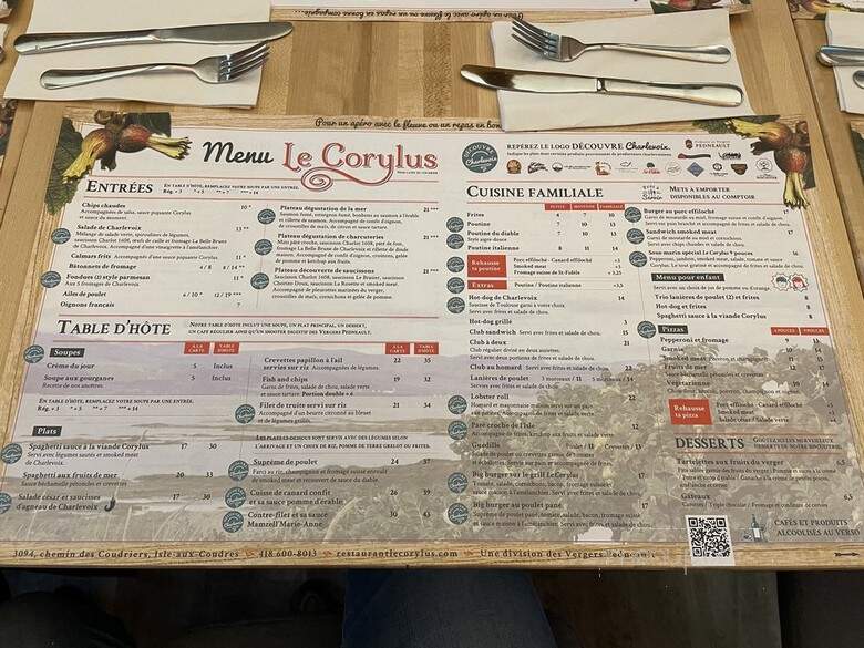 Le Corylus - La Baleine, QC menu_pic