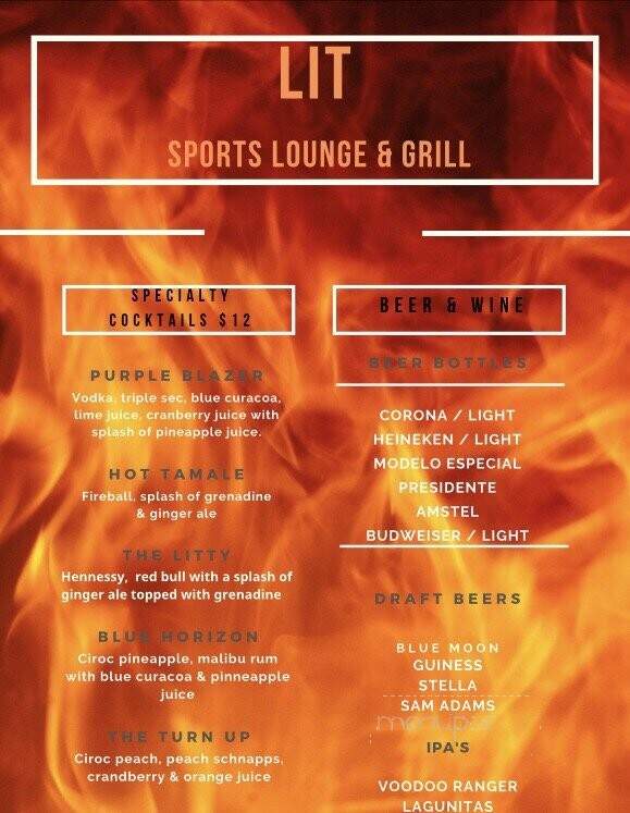 LIT Sports Lounge & Grill - New Rochelle, NY menu_pic