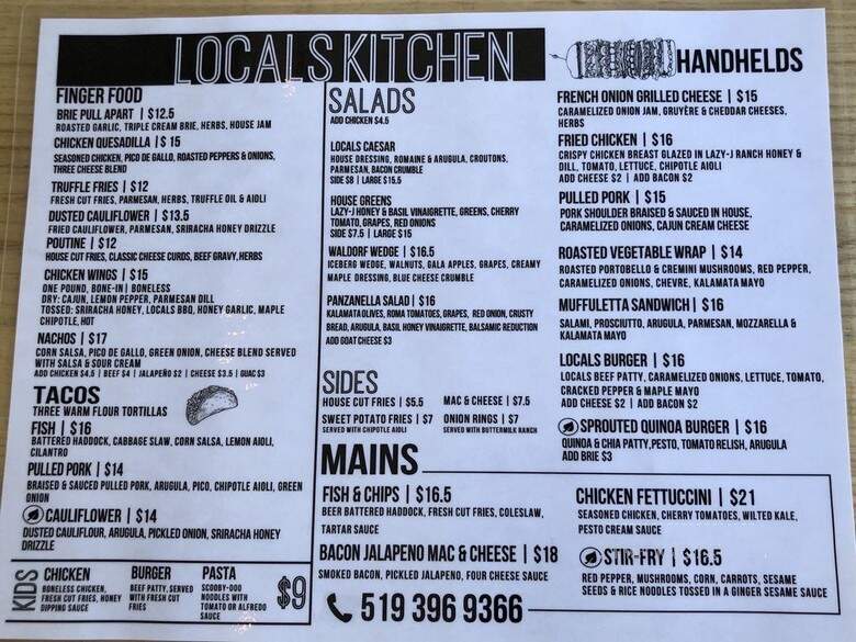 Locals - Kincardine, ON menu_pic