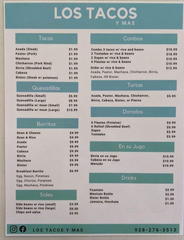 Los Tacos Y Mas - Yuma, AZ menu_pic