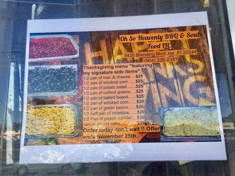 Oh So Heavenly BBQ & Soul Food - Jacksonville, FL menu_pic