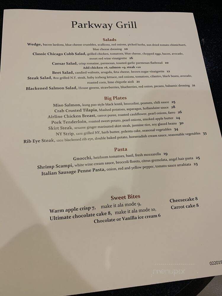 Parkway Grill - Deerfield, IL menu_pic