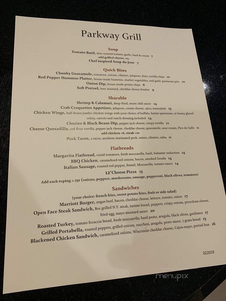 Parkway Grill - Deerfield, IL menu_pic