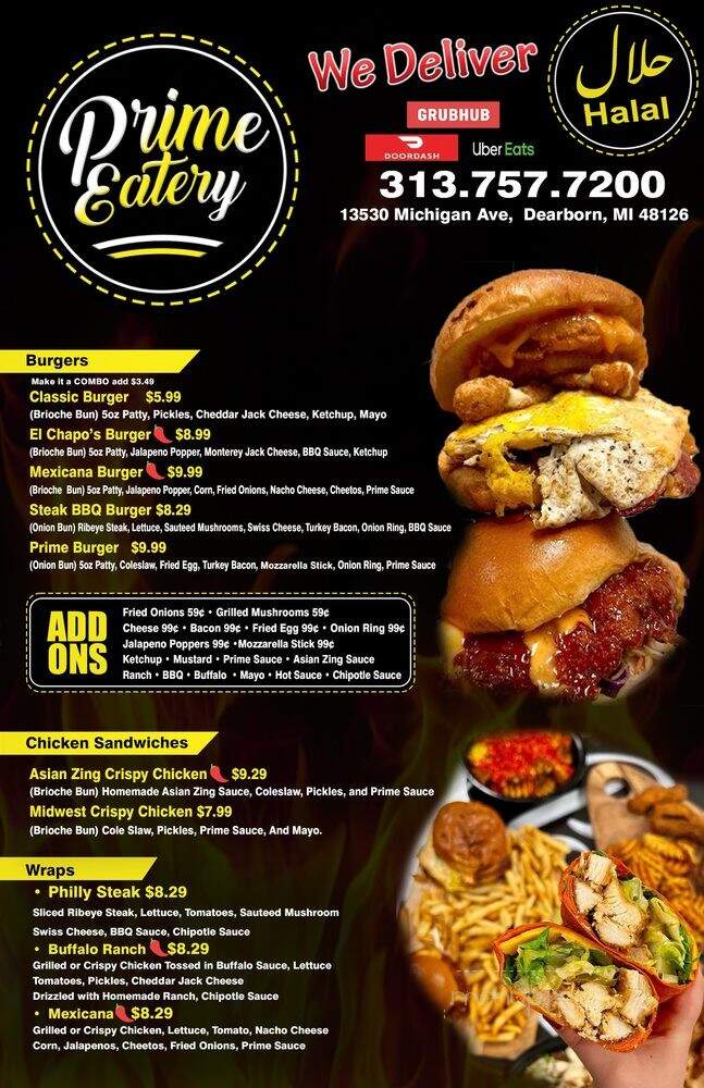 Prime Eatery - Dearborn, MI menu_pic