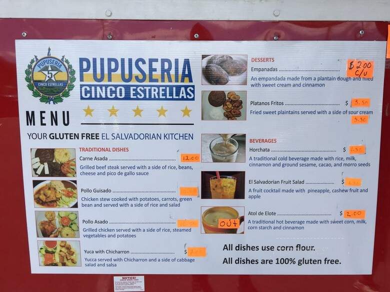 Pupuseria 5 Estrellas - Portland, OR menu_pic