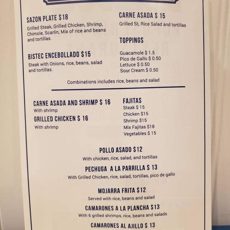 Pupuseria and Restaurant Al Sazon de Mi Tierra - Worcester, MA menu_pic