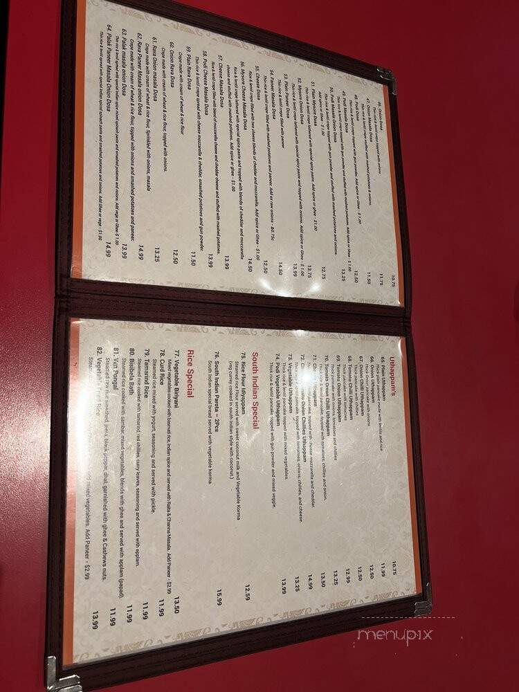 Sri Periyava Dosa Bhavan - Surrey, BC menu_pic