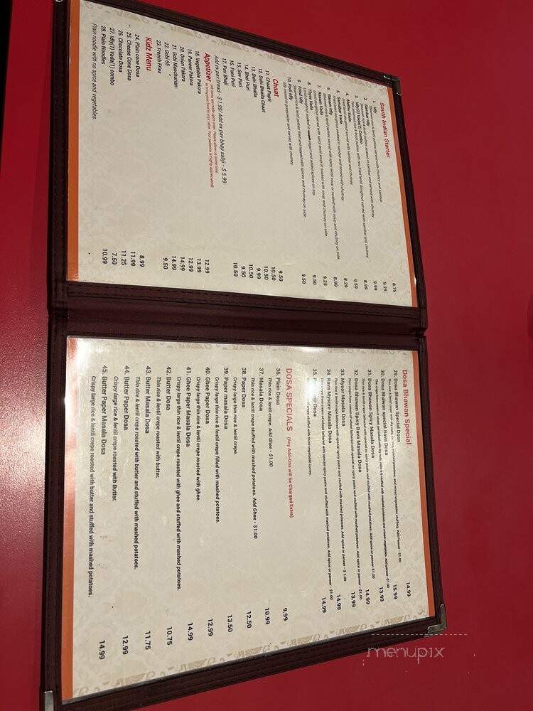 Sri Periyava Dosa Bhavan - Surrey, BC menu_pic