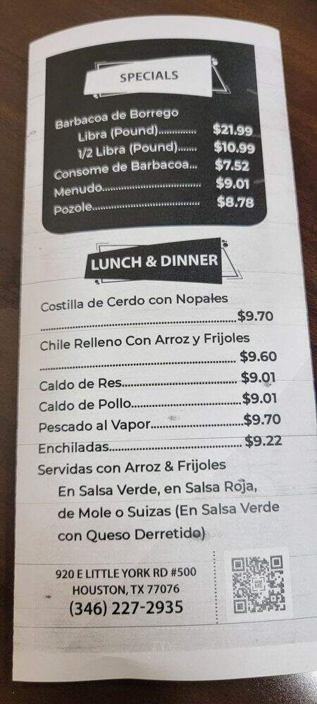 Tamales Dona Tere - Houston, TX menu_pic