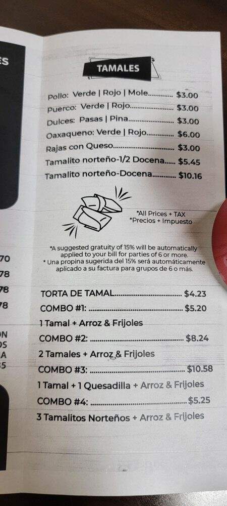 Tamales Dona Tere - Houston, TX menu_pic
