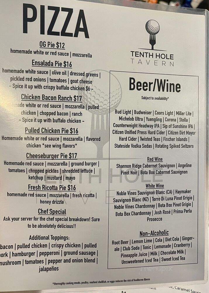 Tenth Hole Tavern - Glastonbury, CT menu_pic